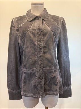 Cream Grey Studded Military Utility Jacket Size 42